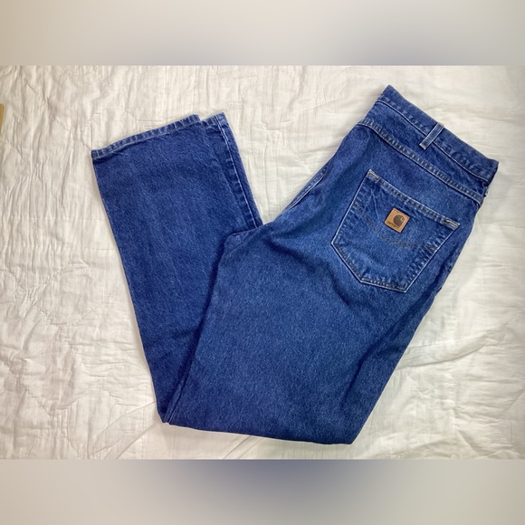 Mens Carhartt B18 Slim Fit Heavyweight 5 Pocket Tapered Jeans 40x34 - Picture 2 of 9